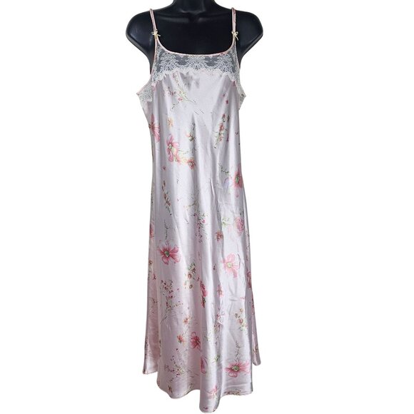 Oscar de la Renta Pink Label Peignoir Set S/M Soft Pink Floral Rosette Detail - Picture 2 of 16